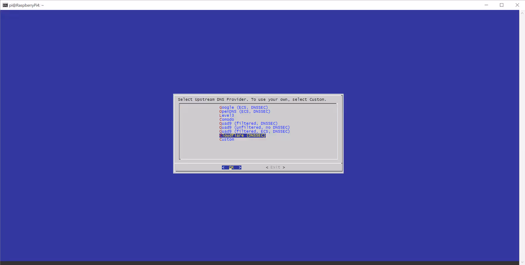 Pi-hole upstream DNS selection