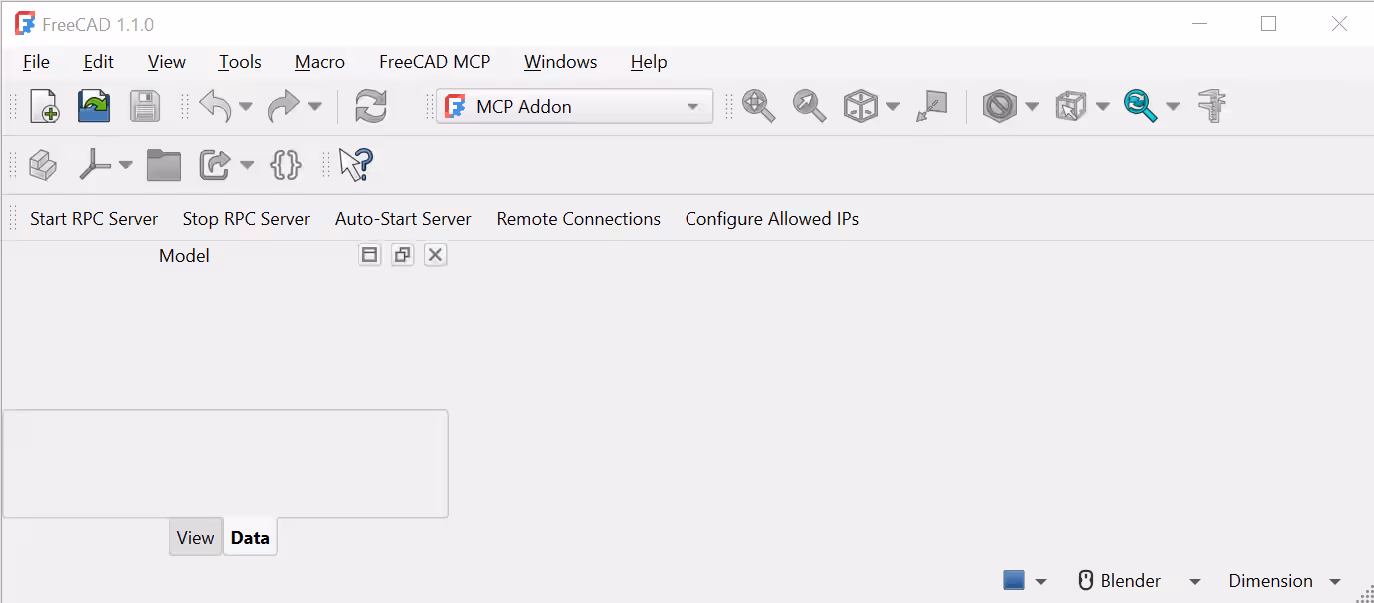 Atelier FreeCAD MCP et contrôles du serveur RPC